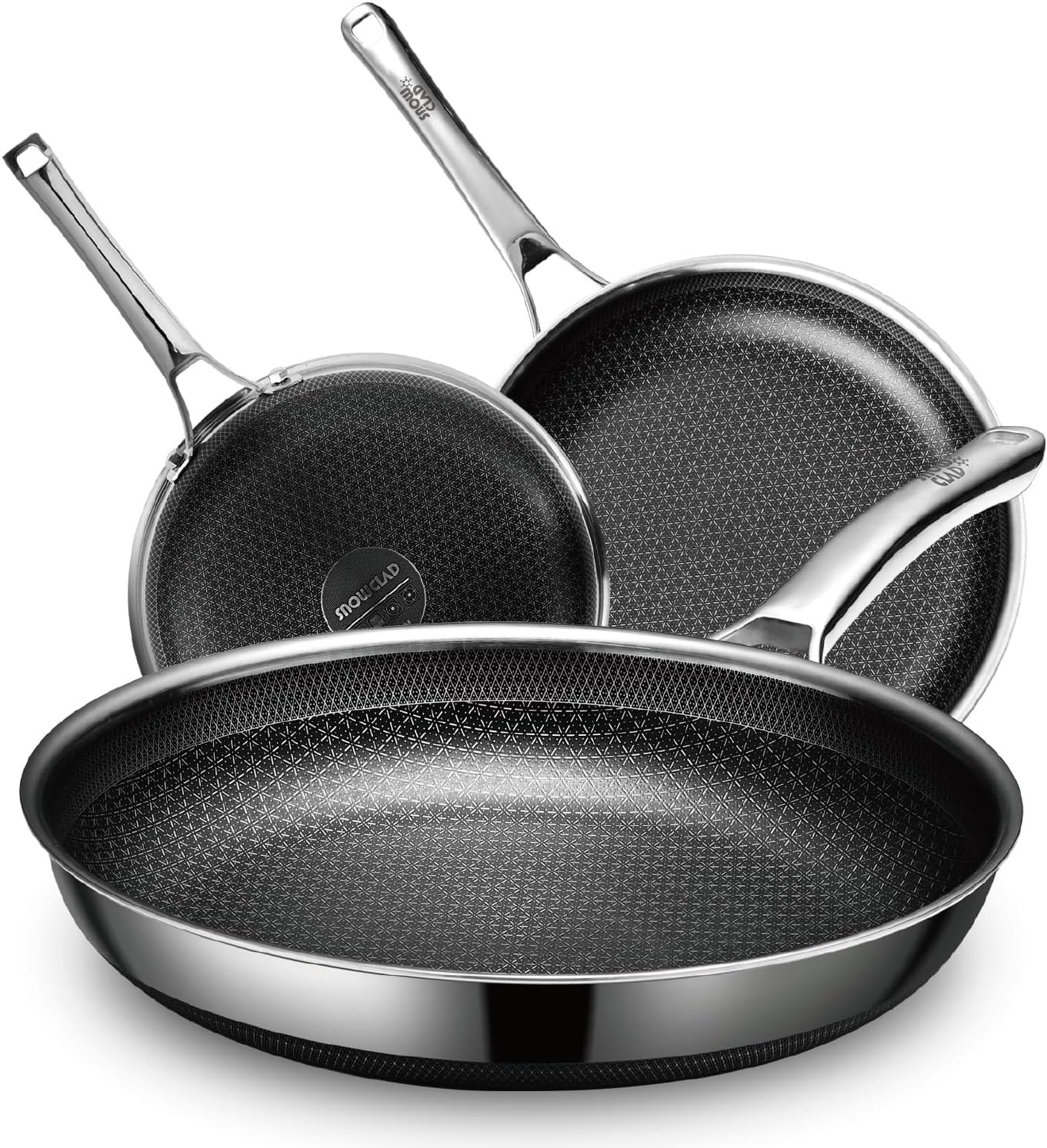GULFSIDE Non-Stick Frying Pan Set 3-Piece Granite Coating 8 10 12 Inch