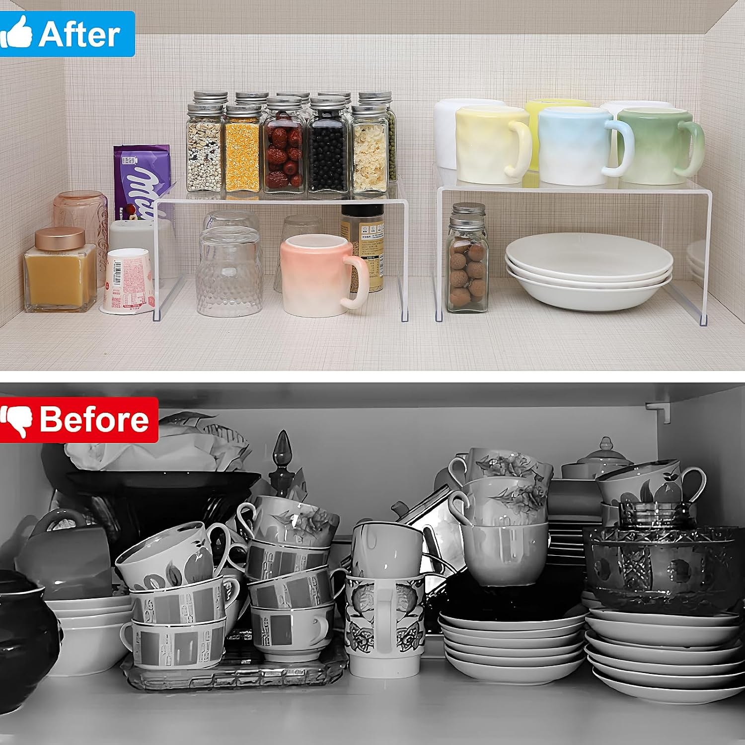 GULFSIDE Stackable Pantry Organizer Set 4-Piece Clear BPA-Free